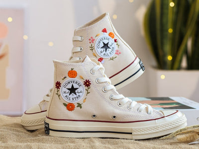 Autumn Pumpkin & Swing Converse Embroidery
