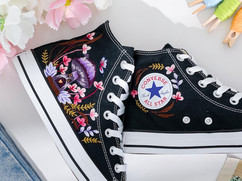 Mushrooms Embroidered Converse Shoes