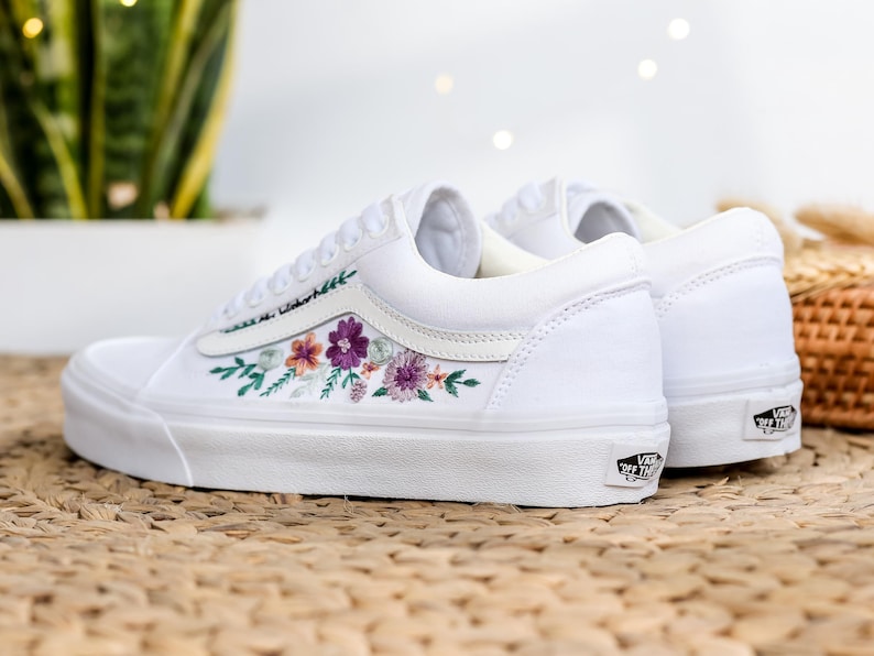 Purple Rose Wedding Converse Embroidery