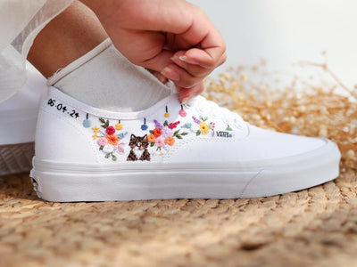 Cat Wildflower Converse Embroidery