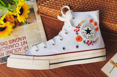 Orange Bloom Converse Embroidery