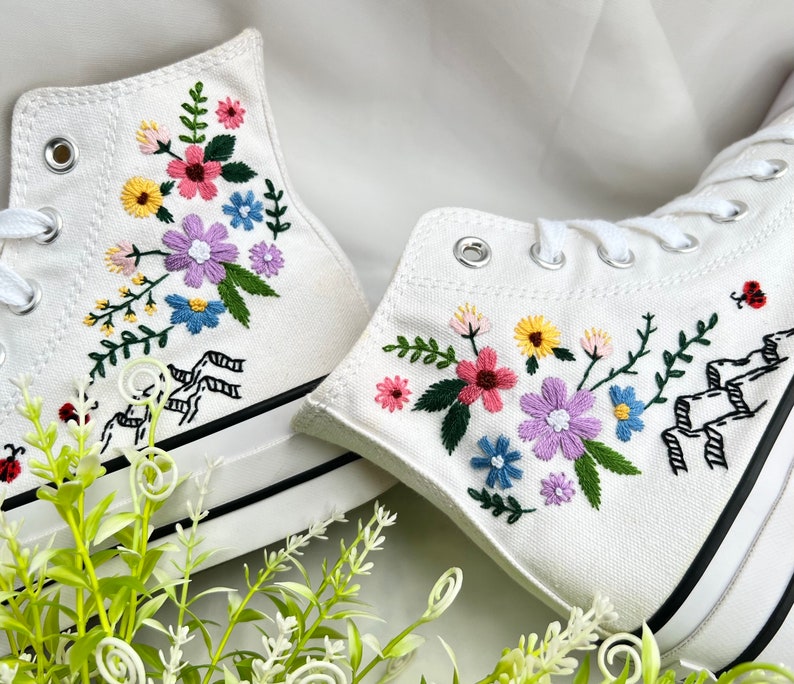 Mountain Wildflowers & Ladybugs Converse Embroidery