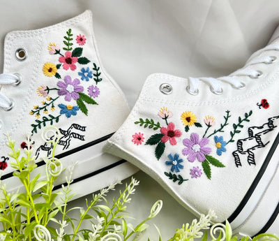 Mountain Wildflowers & Ladybugs Converse Embroidery