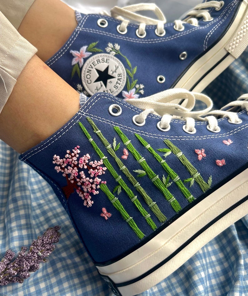 Tiger and Bamboo Converse Embroidery