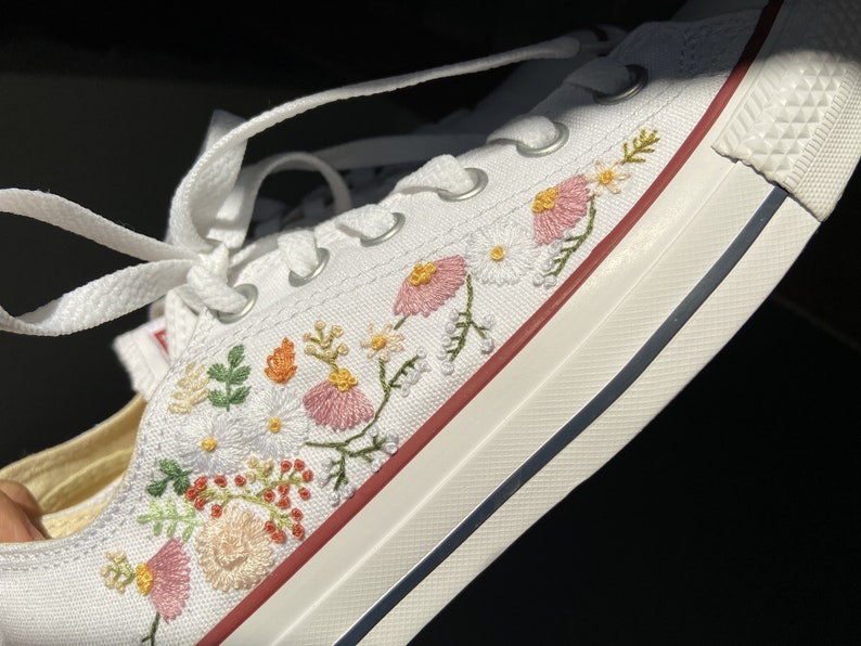 Pastel Cosmos Meadow Converse Embroidery