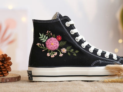 Pink Chrysanthemum Converse Embroidery