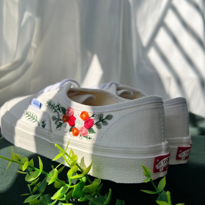 Embroidered Vans Bouquet Of Colorful Roses