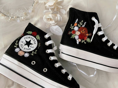 Dog & Floral Converse Embroidery