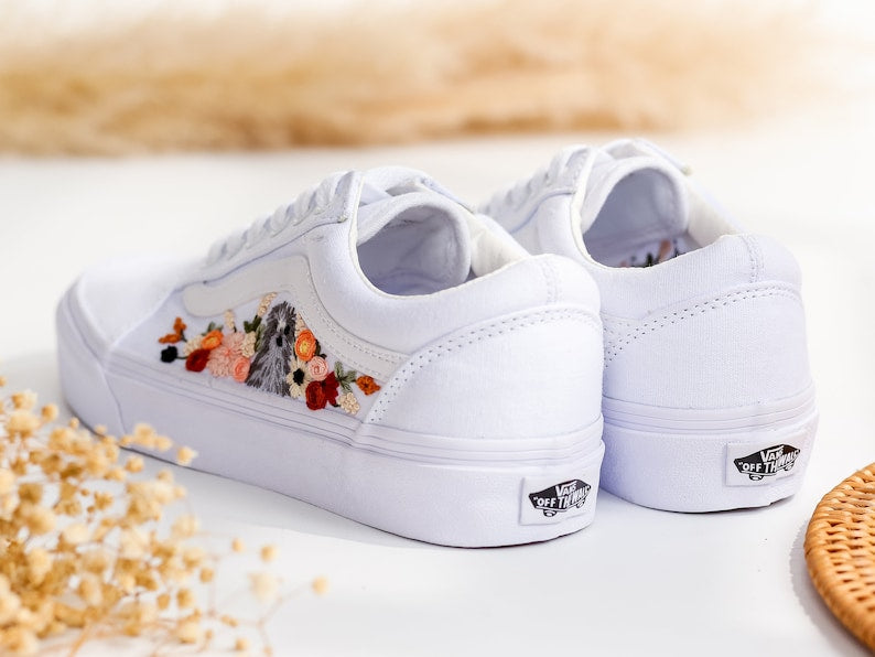 Dog & FLower Embroidered Vans