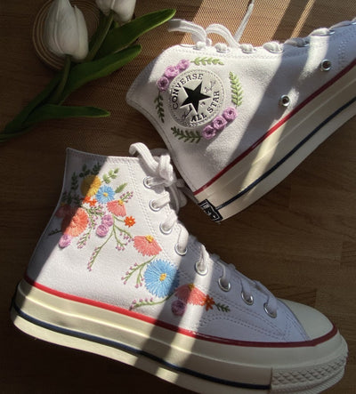 Pastel Wildflower Meadow Converse Embroidery