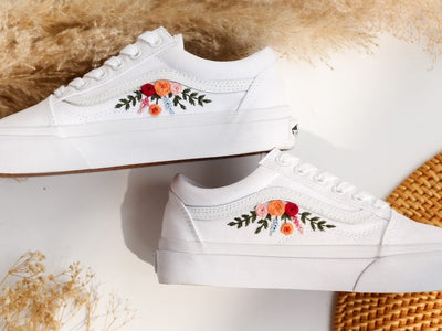 Color Flowers Embroidered Vans