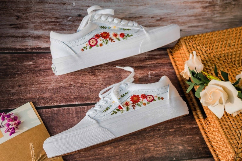 Dahlia Rose Garden Converse Embroidery