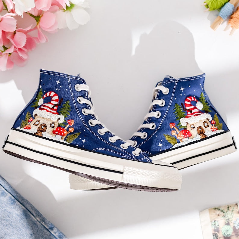 Christmas Embroidered Converse Shoes