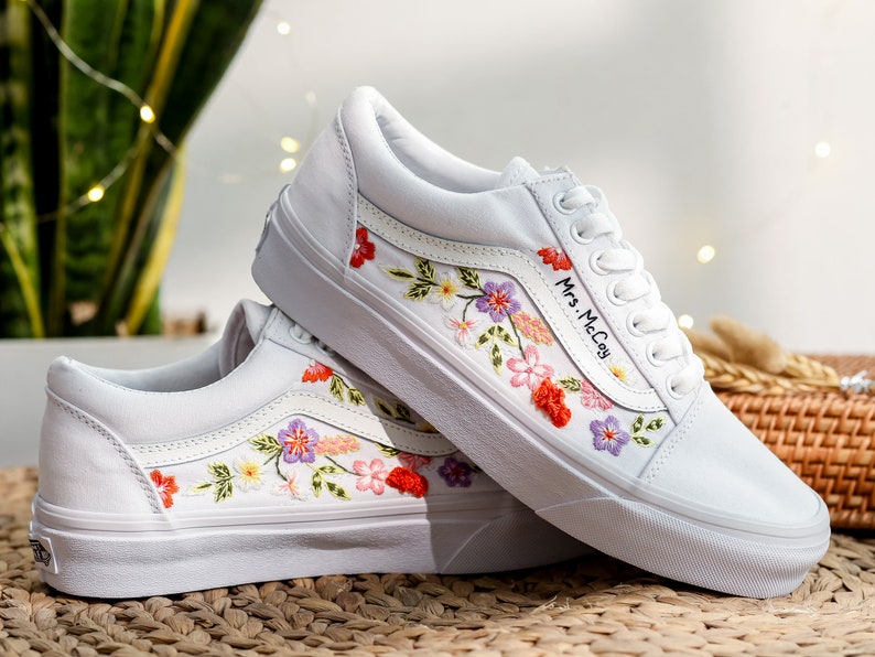 Colorful Wildflower Converse Embroidery