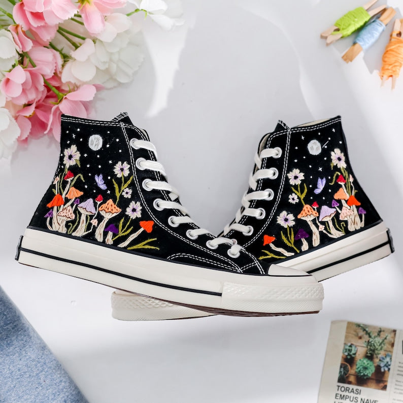 Garden Embroidered Converse Shoes