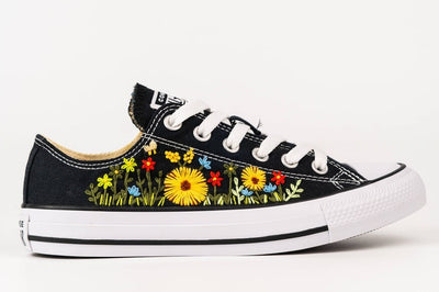 Yellow Daisy Field Converse Embroidery