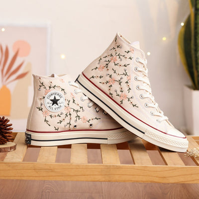 Peach Blossom Flower Converse Embroidery