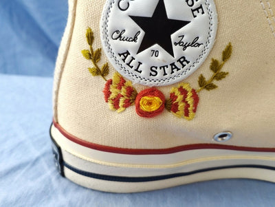 Yellow & Orange Wildflowers Converse Embroidery
