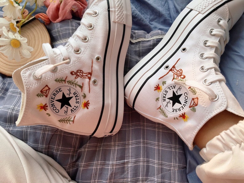Mountain & Hiking Scene Converse Embroidery