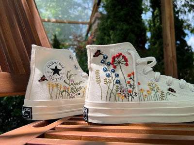 Butterflies and Wildflowers Converse Embroidery