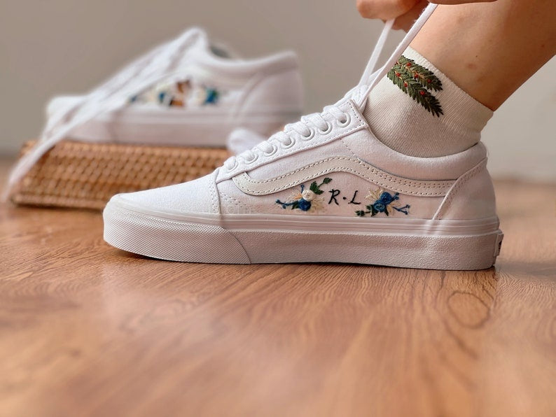 Blue Rose Dog Converse Embroidery