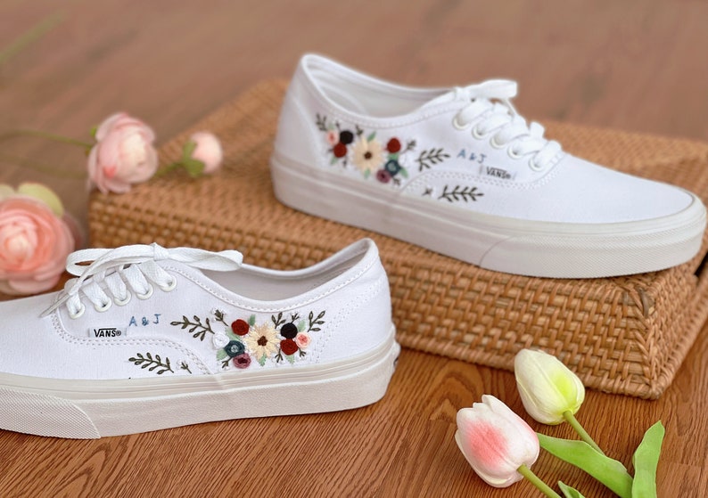 Anemone Rose Wedding Converse Embroidery