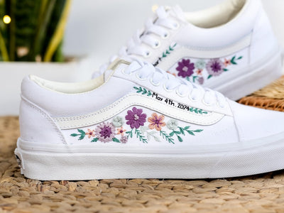 Purple Rose Wedding Converse Embroidery