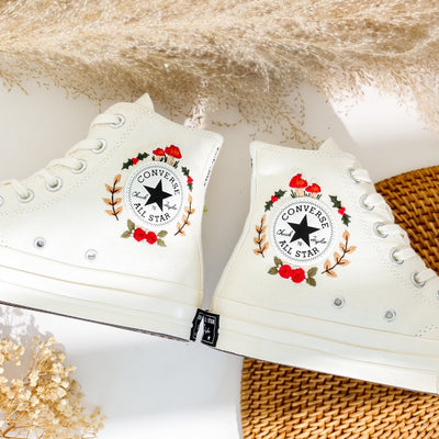 Christmas Tree and Mushroom Embroidered Converse High Top