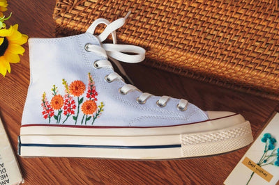 Orange Bloom Converse Embroidery