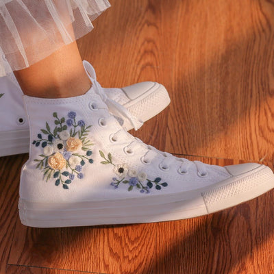 Blue Champagne Roses Wedding Converse Embroidery