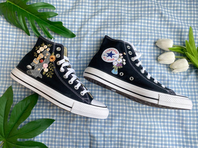 Mushrooms and Flowers Converse Embroidery