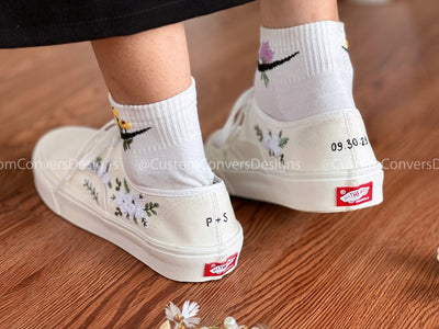 Embroidered Vans Wedding White Bouquets