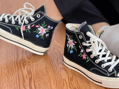Pastel Wildflowers Converse Embroidery