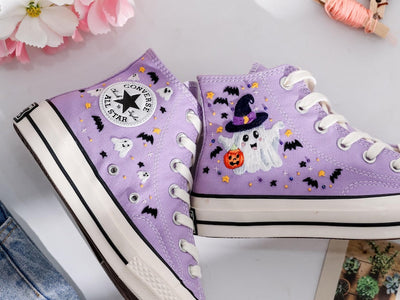 Cute Magic Ghost Embroidered Converse Shoes