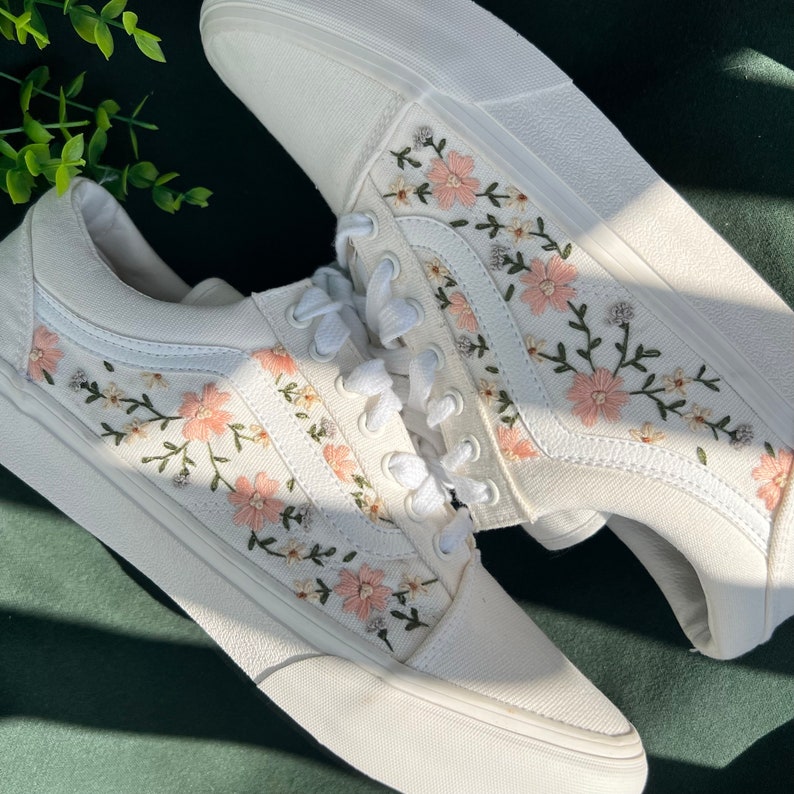 Peach Blossom Vine Converse Embroidery