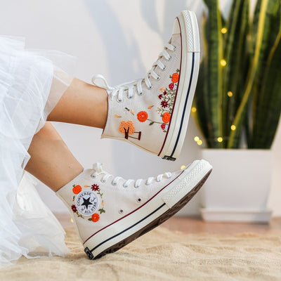 Autumn Pumpkin & Swing Converse Embroidery