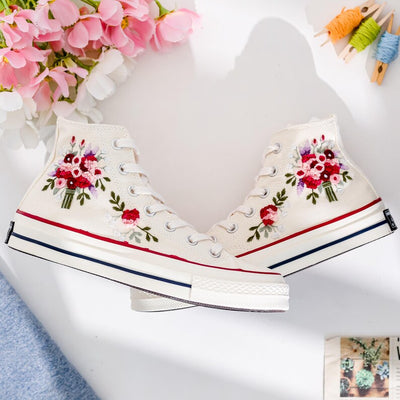 Beads Embroidered Converse Shoes