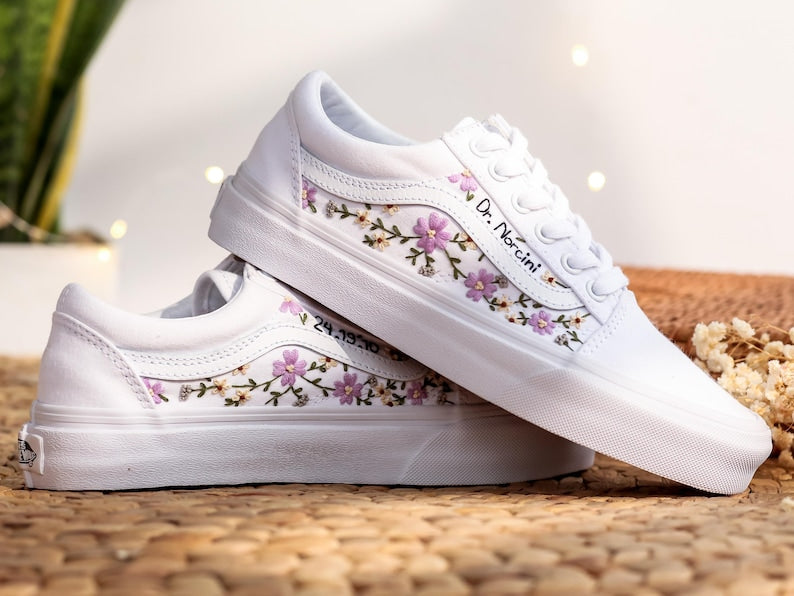 Purple Wildflowers Converse Embroidery