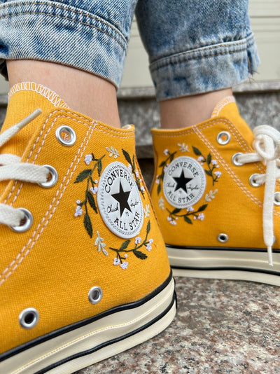 Orange Mushrooms Converse Embroidery