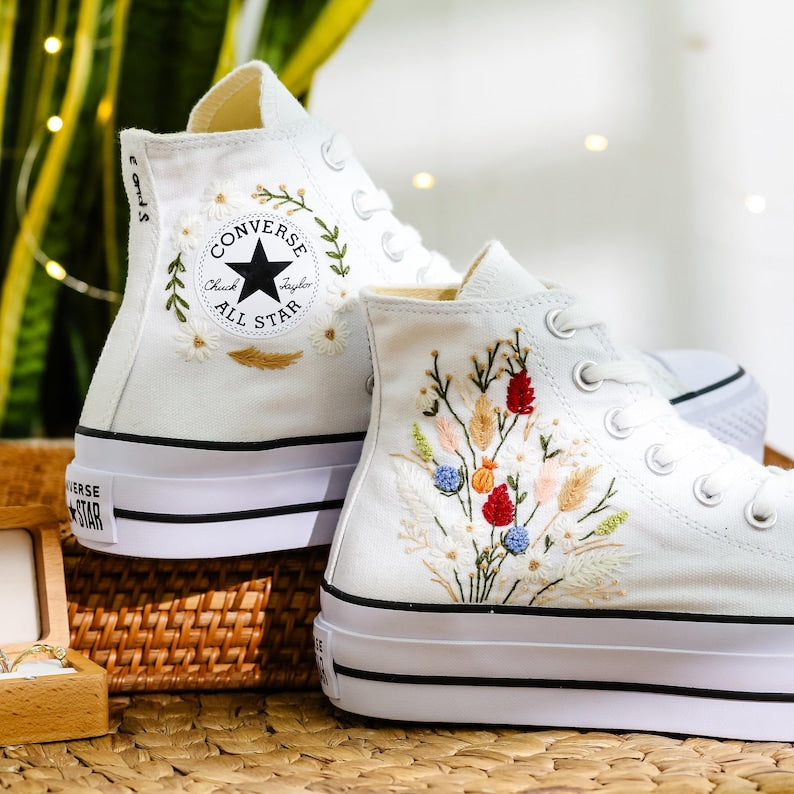 Dried Flowers Bouquet Converse Embroidery