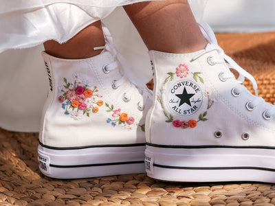 Pastel Rose Bouquet Converse Embroidery