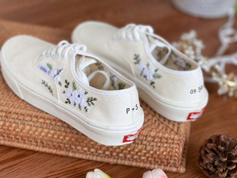 White Rose Wedding Converse Embroidery
