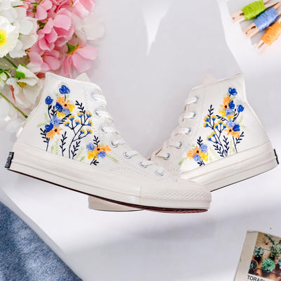 Wildflowers Embroidered Converse Shoes