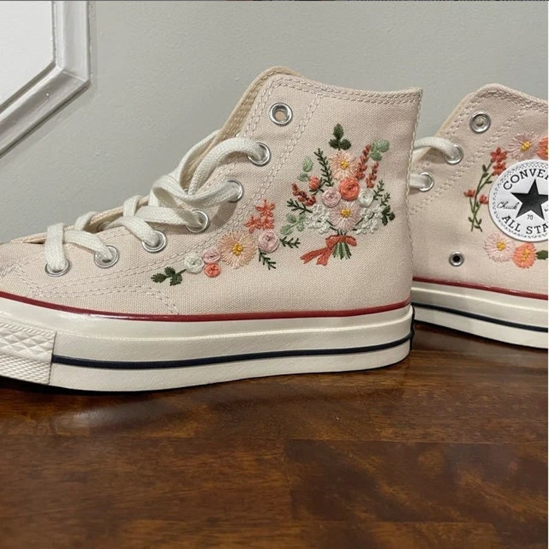 Pastel Bouquet Converse Embroidery
