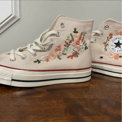 Pastel Bouquet Converse Embroidery