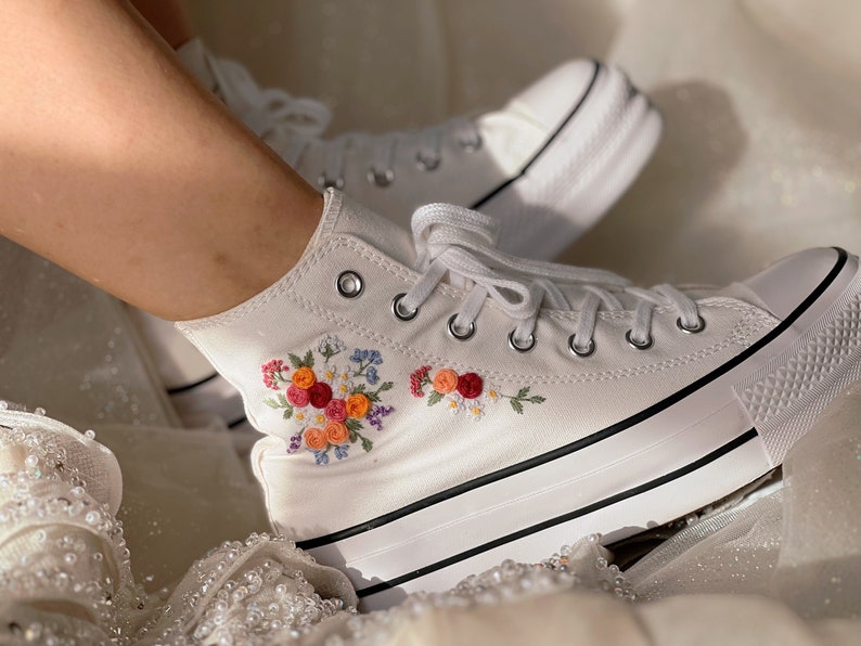 Rose Bouquet Converse Embroidery