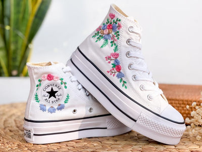Pastel Roses Wedding Converse Embroidery