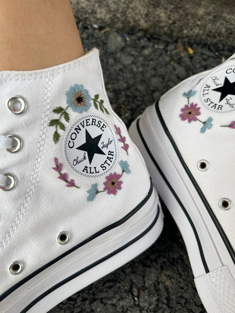 Ladybugs and Flowers Converse Embroidery