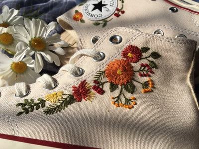 Autumn Flower Converse Embroidery