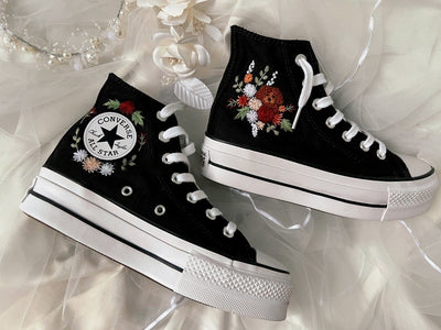 Dog & Floral Converse Embroidery
